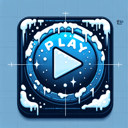 A button with the text "play". Winter theme Single Game Texture. In-Game asset. 2d. Blank background. High contrast. No shadows.
