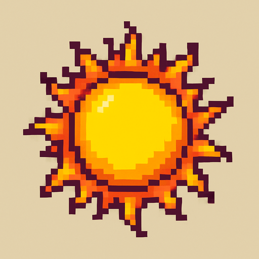 sol pixelart.
In-Game asset.  2d.  High contrast.  No shadows