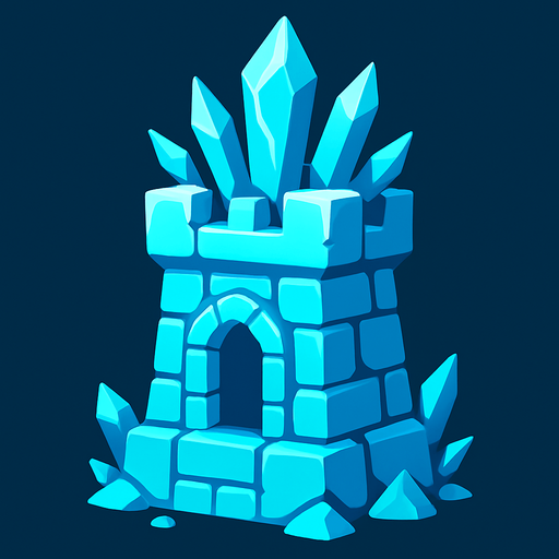 ice tower.
In-Game asset.  2d.  High contrast.  No shadows