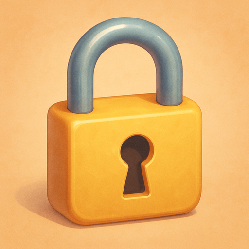 A padlock. Cute soft graphics. soft ambient light. semi-matte to satin surfaces. naturalistic with slight saturation boost colors. Tone is premium, friendly, clean with lifestyle or service-oriented appeal.
In-Game asset.  2d.  High contrast.  No shadows