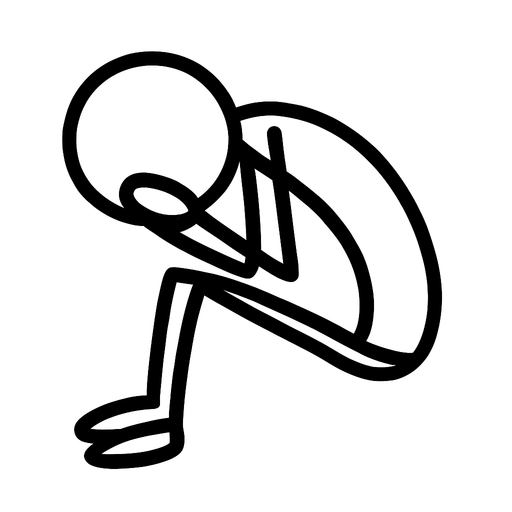 Stickman delgado en posición fetal.
In-Game asset.  2d.  High contrast.  No shadows
