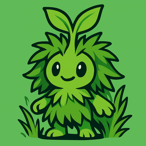 make creature image for grass elemental name is sproutle.
In-Game asset.  2d.  High contrast.  No shadows