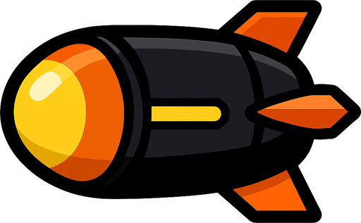 jetpack joyride style missile, horizontally facing left.
In-Game asset.  2d.  High contrast.  No shadows