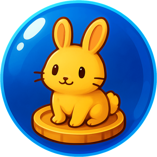 the coin inside the bubble have a cute rabbit