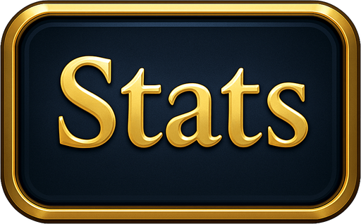 Crea un asset visual para un botón de interfaz de usuario que diga 'Stats' en ingles.

Objetivo: Proporcionar un botón claro y atractivo para acceder a las estadísticas del jugador.

Diseño:

Forma: Un botón con bordes suaves o ligeramente redondeados, o una forma que sugiera una plaqueta o emblema de lujo.

Texto: La palabra 'Estadísticas' en una tipografía elegante, clara y legible. El texto debe ser prominente y centrado en el botón.

Color Base: Un fondo que sea consistente con la interfaz de tu casino, como un azul profundo, púrpura oscuro, negro carbón o un color metálico bruñido.

Color del Texto/Borde: Dorado brillante, plateado pulido o bronce con un acabado metálico y reflejos sutiles..
In-Game asset.  2d.  High contrast.  No shadows