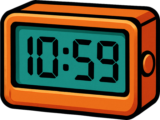 a closed digital clock.
In-Game asset.  2d.  High contrast.  No shadows