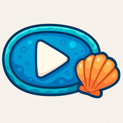 boton de play pero que sea con tematica oceanica y que tenga una cocha al lado.
In-Game asset.  2d.  High contrast.  No shadows