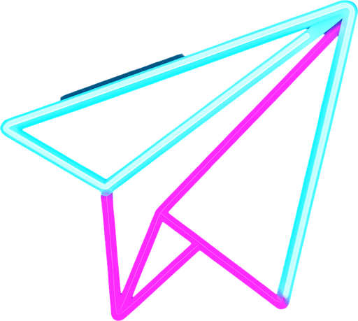 Neon paper airplane.
In-Game asset.  2d.  High contrast.  No shadows