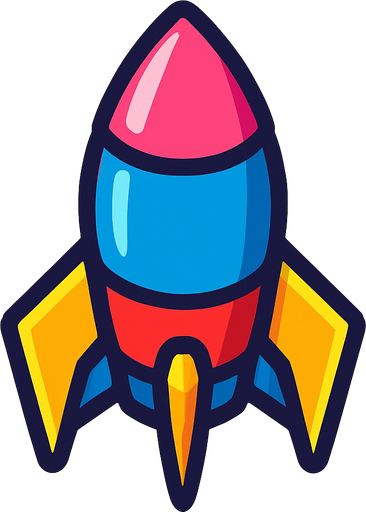 colorful ship bullet facing up.
In-Game asset.  2d.  High contrast.  No shadows