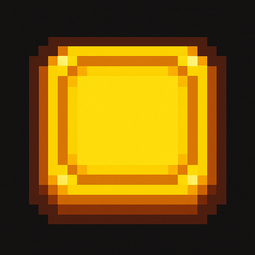 Square yellow button 2d pixilated topdown.
In-Game asset.  2d.  High contrast.  No shadows