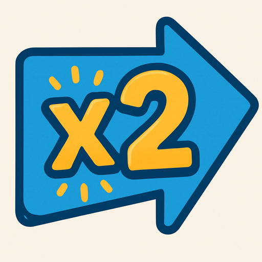 X2 signal.
In-Game asset.  2d.  No shadows. cartoon. simple