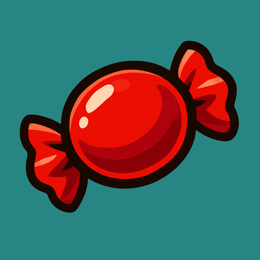 Kırmızı şeker.
In-Game asset.  2d.  High contrast.  No shadows