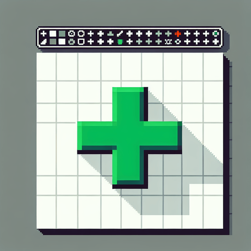 green plus sign
Single Game Texture. In-Game asset. 2d. Blank background. High contrast. No shadows. pixel. 8 bit