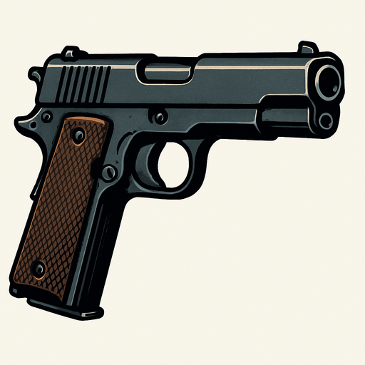 Pistola realista.
In-Game asset.  2d.  High contrast.  No shadows