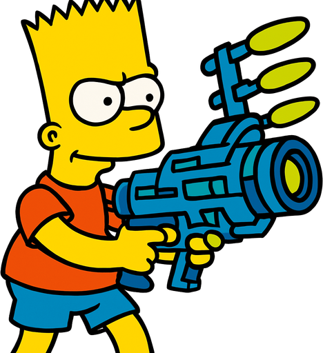 Bart holding a plasma gun.
In-Game asset.  2d.  High contrast.  No shadows