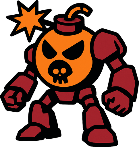 2d dangerous robot bomb.
In-Game asset.  2d.  High contrast.  No shadows