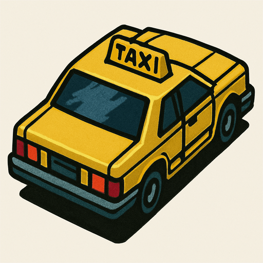 taxi, seen from behind Top-down right angle, gta2, Single Game Texture. In-Game asset. 2d. Blank background. High contrast. No shadows.isometric.
In-Game asset.  2d.  High contrast.  No shadows