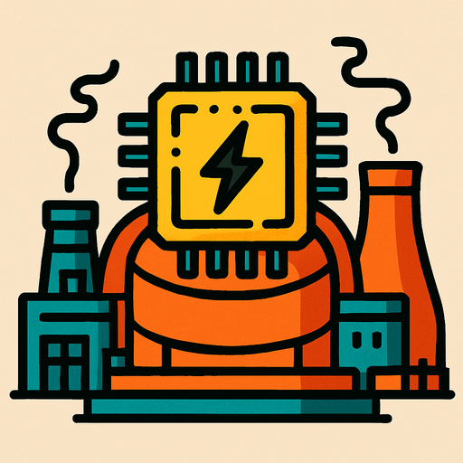 chip de energia gigante es el nucleo de una central electrica.
In-Game asset.  2d.  High contrast.  No shadows