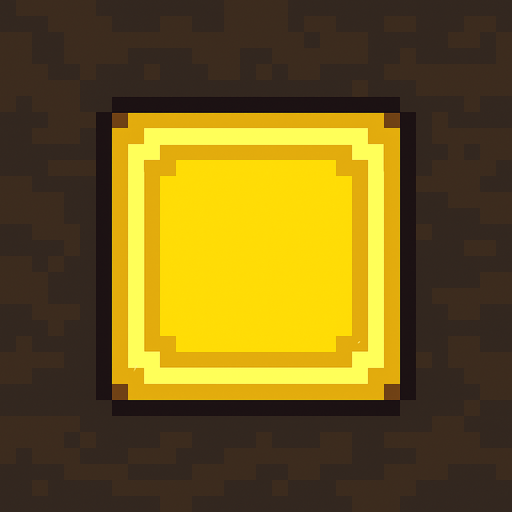 Square yellow button 2d pixilated topdown.
In-Game asset.  2d.  High contrast.  No shadows