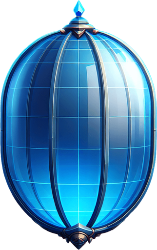 A blue transparent dome type shield. Simple graphics. Low details.
Single Game Texture. In-Game asset. 2d. Blank background. High contrast. No shadows.