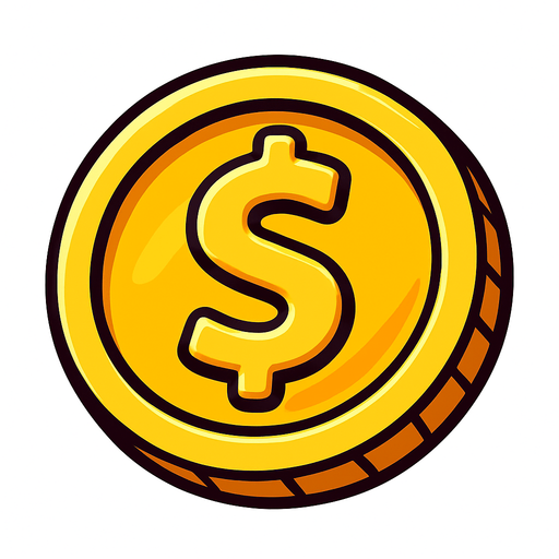 Gold coin.
In-Game asset.  2d.  High contrast.  No shadows