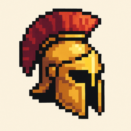 casco de gladiador de pixeles.
In-Game asset.  2d.  High contrast.  No shadows