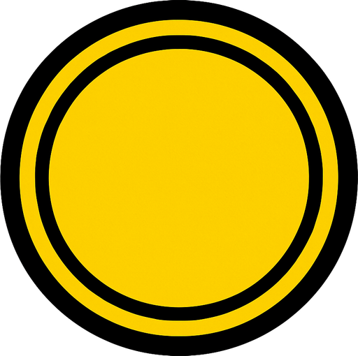 yellow circle button.
In-Game asset.  2d.  High contrast.  No shadows