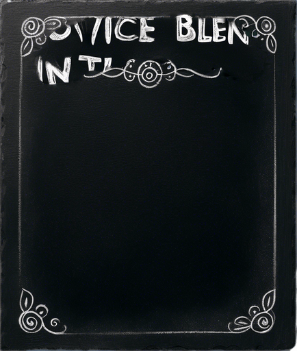 Text "NOVICE BLEND" in chalk, handwritten