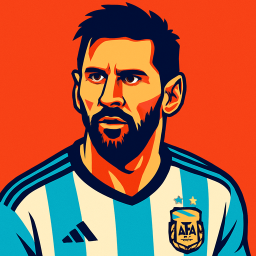 Lionel Messi.
In-Game asset.  2d.  High contrast.  No shadows