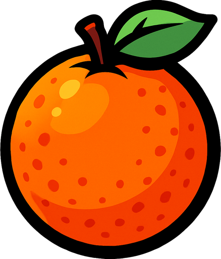Naranja fruta.
In-Game asset.  2d.  High contrast.  No shadows