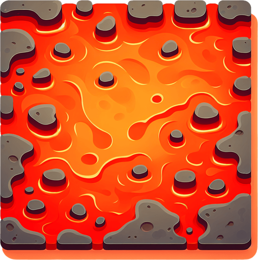 Лава мультяшная вид сверху плоская.
Single Game Texture. In-Game asset. Blank background. High contrast. No shadows.
