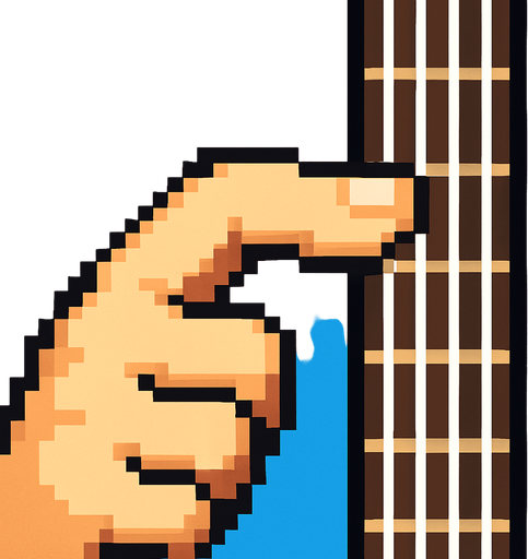 Finger to play guitar pixel art 2d without guitar.
In-Game asset.  2d.  High contrast.  No shadows