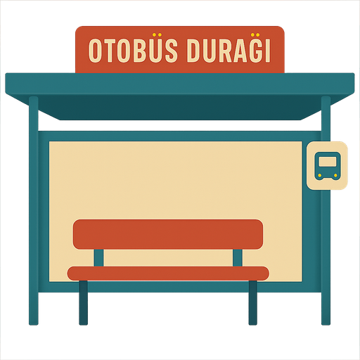 otobuş durağı. No background. Transparent background. Blank background. No shadows. 2d. In-Game asset. flat