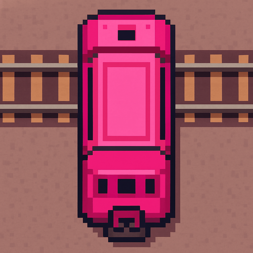 Draw 2d pixel train top view pink.
In-Game asset.  2d.  High contrast.  No shadows