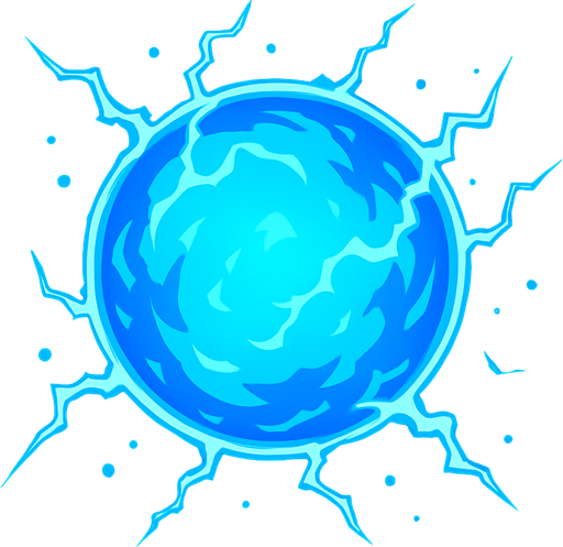 a blue energy ball.
In-Game asset.  2d.  High contrast.  No shadows