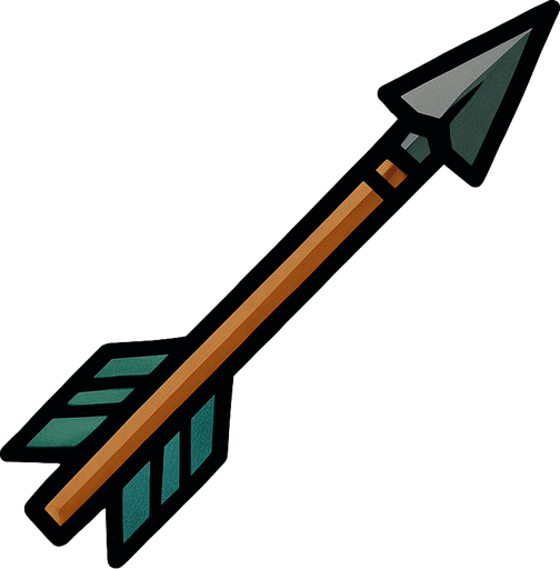 Una flecha de arco.
In-Game asset.  2d.  High contrast.  No shadows