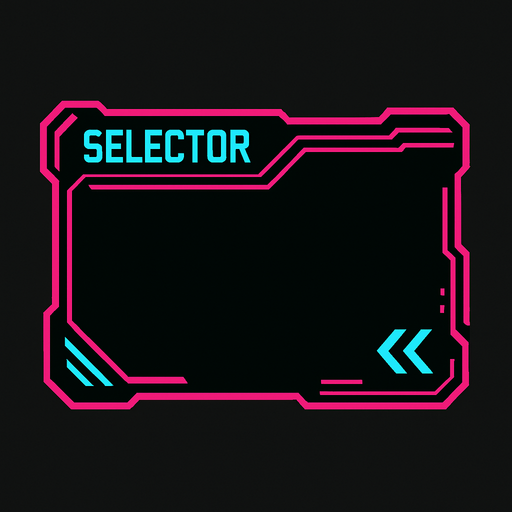 Cyberpunk style design empty selector UI.
In-Game asset.  2d.  High contrast.  No shadows