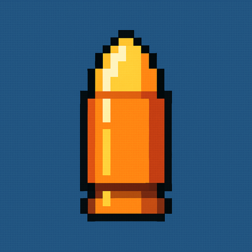 Bala, pixelart.
In-Game asset.  2d.  High contrast.  No shadows