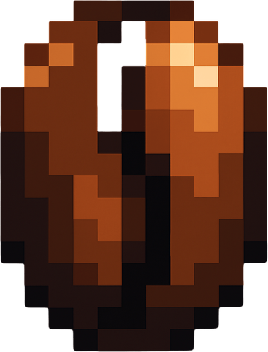grano de caffe de pixeles.
In-Game asset.  2d.  High contrast.  No shadows