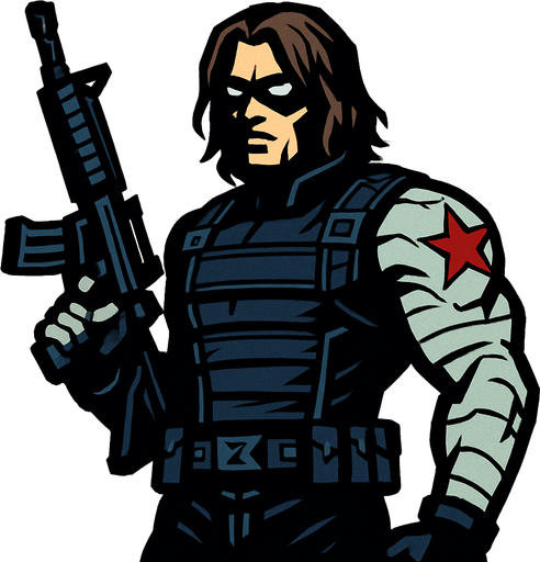 winter soldier.
In-Game asset.  2d.  High contrast.  No shadows
