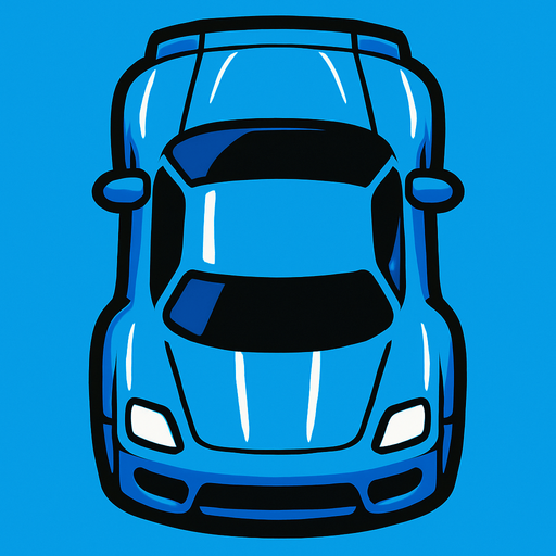 Blue sports car arcade top view.
In-Game asset.  2d.  High contrast.  No shadows