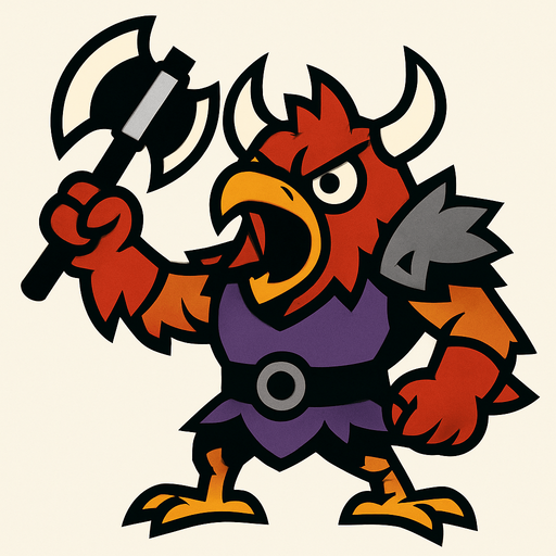 2d bird berserker.
In-Game asset.  2d.  High contrast.  No shadows