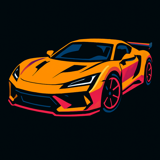 Super car.
In-Game asset.  2d.  High contrast.  No shadows