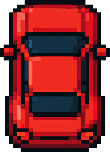 Draw 2d pixel car top view Red.
In-Game asset.  2d.  High contrast.  No shadows