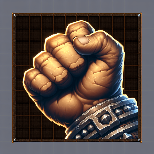 warcraft 3 art of a fist..
Single Game Texture. In-Game asset. 2d. Blank background. High contrast. No shadows.