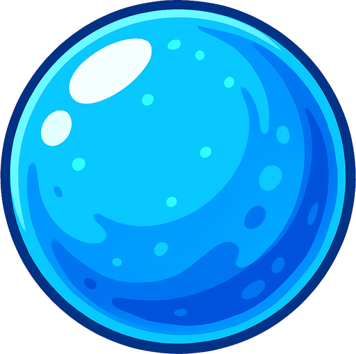 blue sfere, ball, slime, translucent,.
In-Game asset.  2d.  High contrast.  No shadows. cartoon. simple. draw