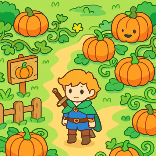 friendly pumkin patch. rpg. 2d. no shadows.