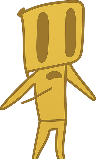 A zombie with long eyes but everything is golden. No background. Transparent background. Blank background. No shadows. 2d. In-Game asset. flat