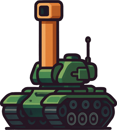 tank with vertical cannon.
In-Game asset.  2d.  High contrast.  No shadows