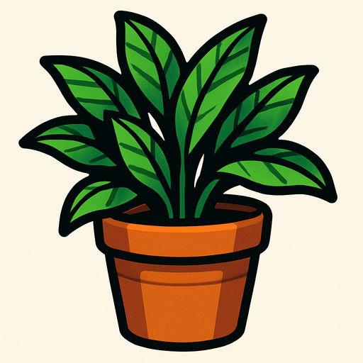 Potted plant.
In-Game asset.  2d.  High contrast.  No shadows